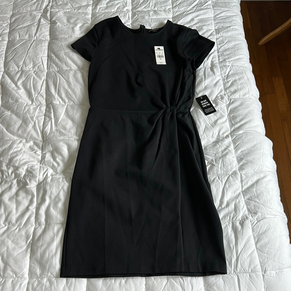 Express Black Wrap Tie Front Sheath Dress